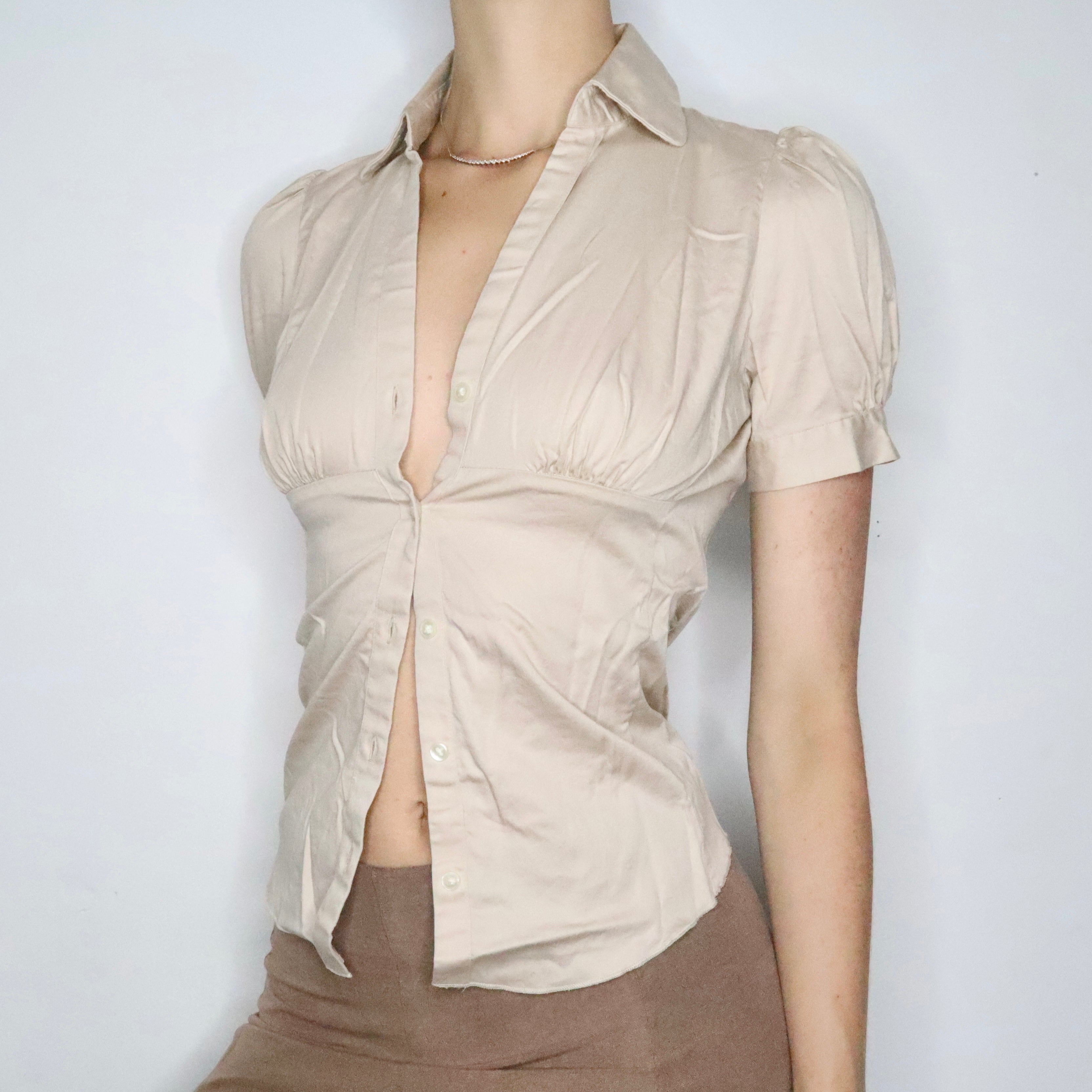 Beige Button Up Blouse (Small)