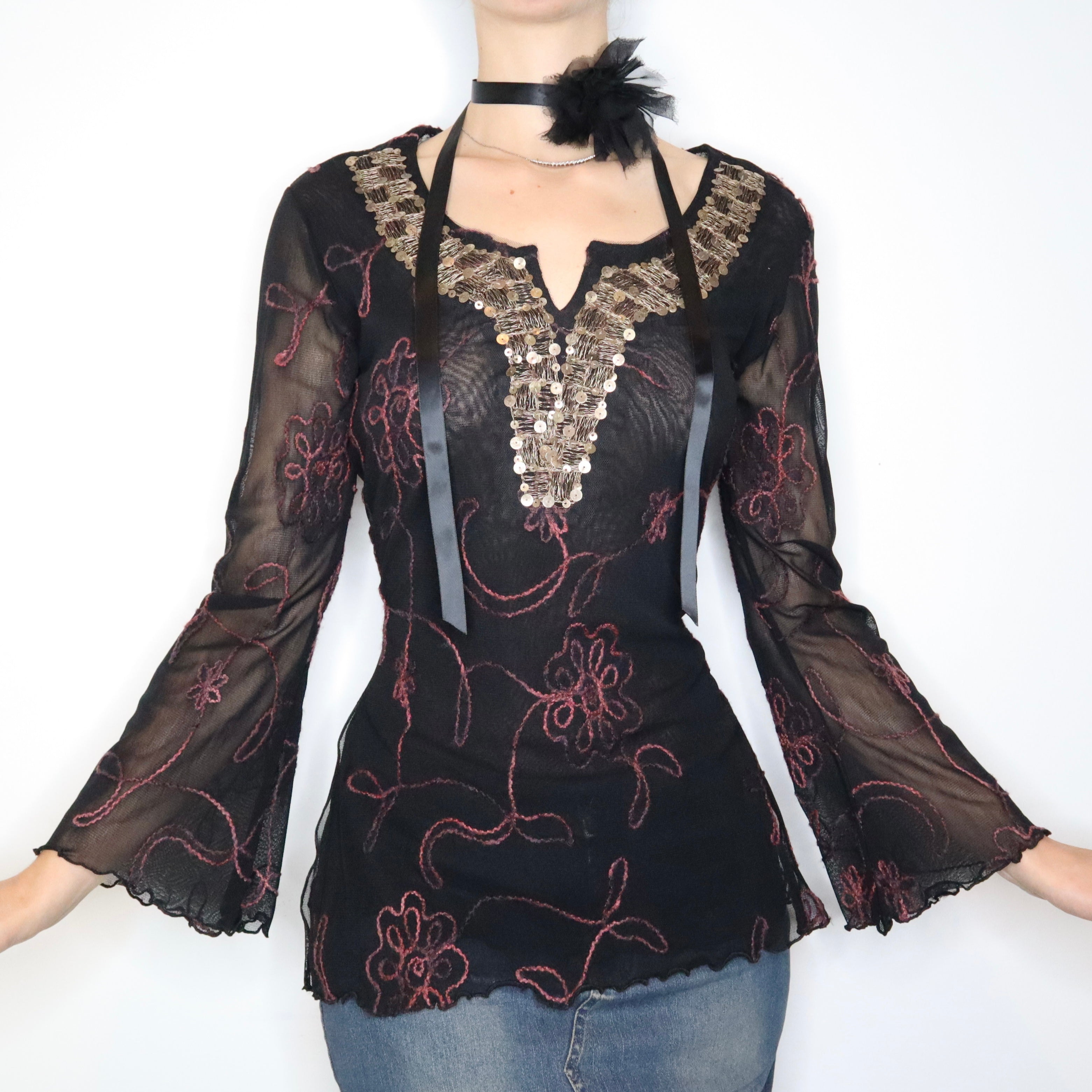 French Whimsigoth Mesh Blouse (M-L)