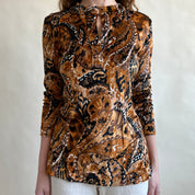 Vintage brown paisley velvet top