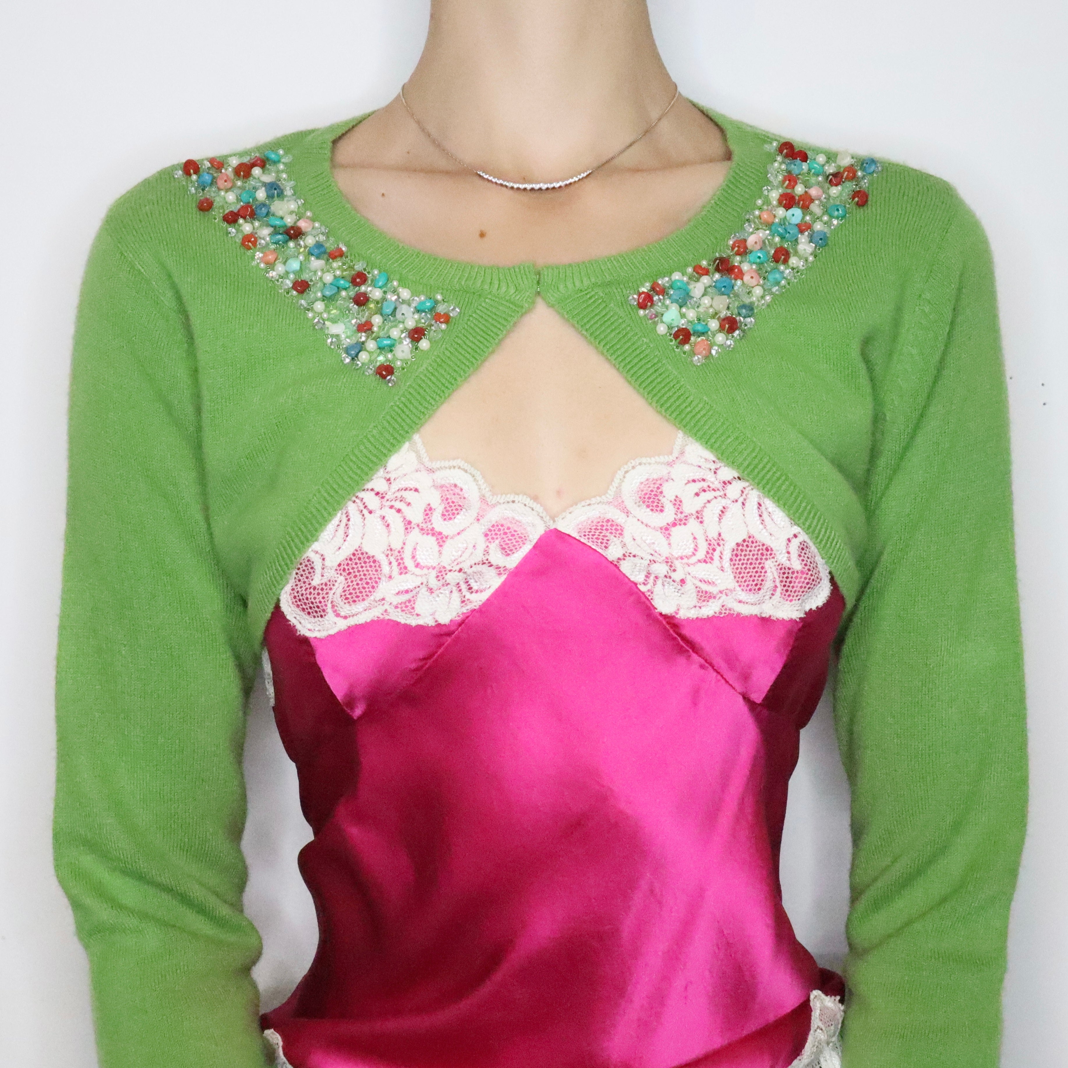 Green Beaded Bolero (Large)