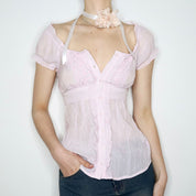 Petal Pink Milkmaid Blouse (S-M) 