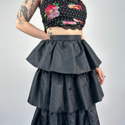 Vintage Ruffle Midi Skirt (XS)