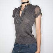Gray Short Sleeve Blouse (M) 