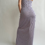 Vintage strapless lavender formal dress