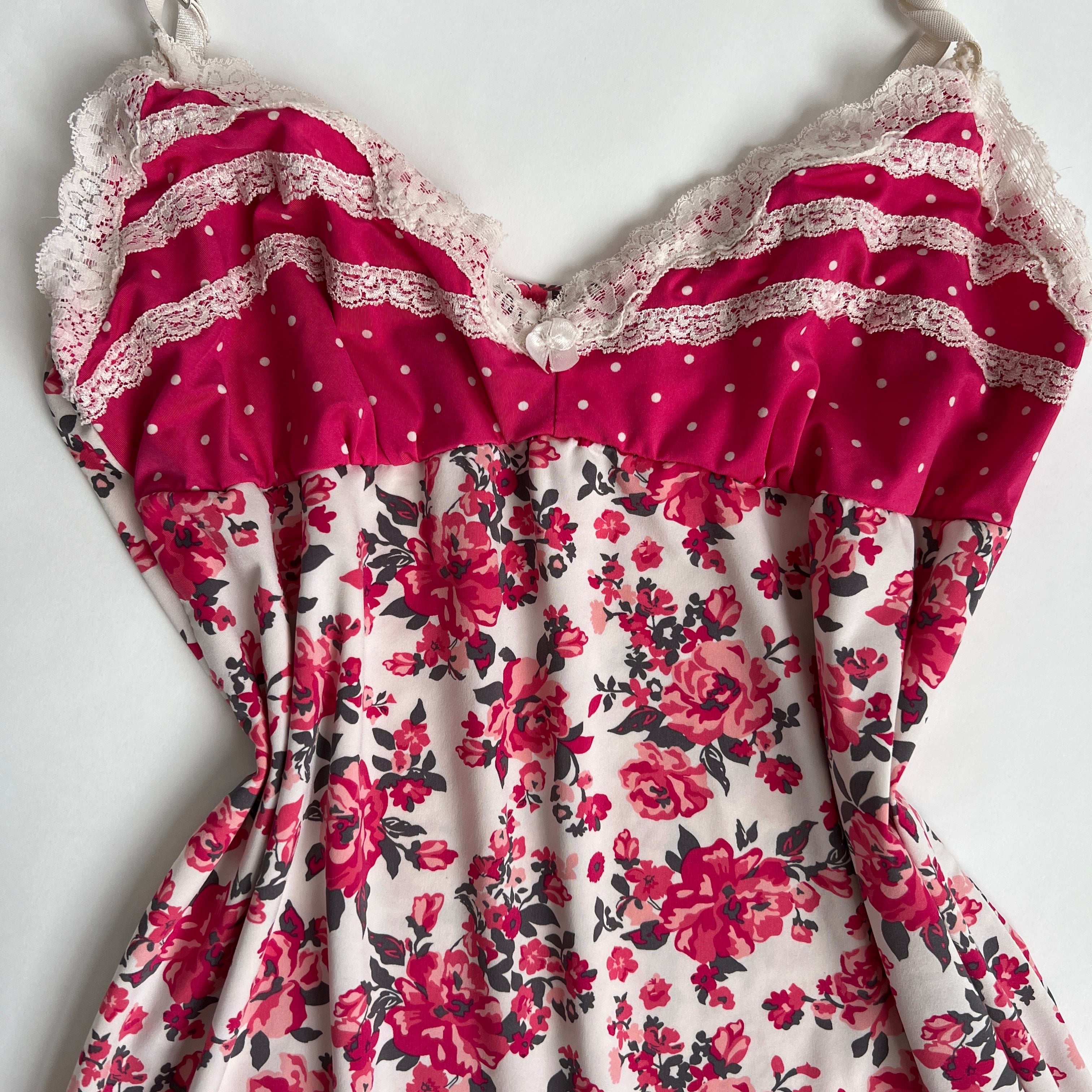 Magenta floral lace slip
