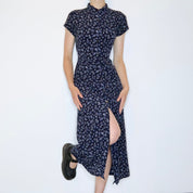 Navy Floral Maxi Dress (Medium) 
