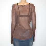Boho Brown Crochet Sweater (L-XL) 