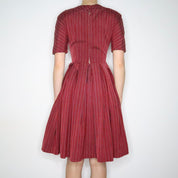Maroon Striped A-Line Dress (Small)