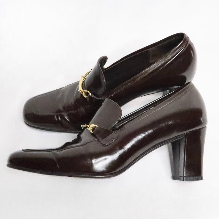 Italian Brown Leather Heeled Loafers (6.5 US)