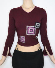 Maroon Bell Sleeve Top (Small) 
