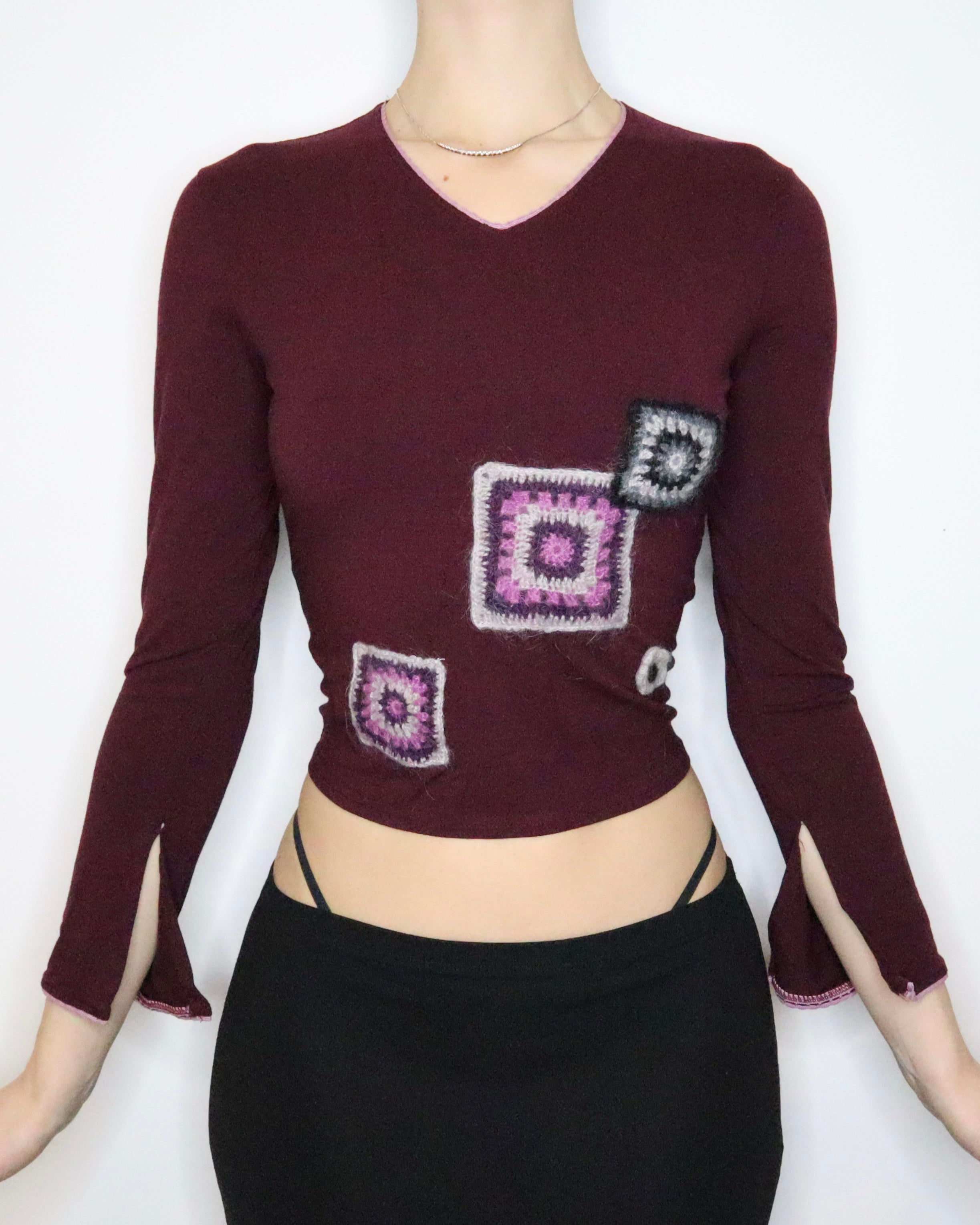 Maroon Bell Sleeve Top (Small) 