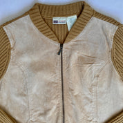 Suede + ribbed knit jacket