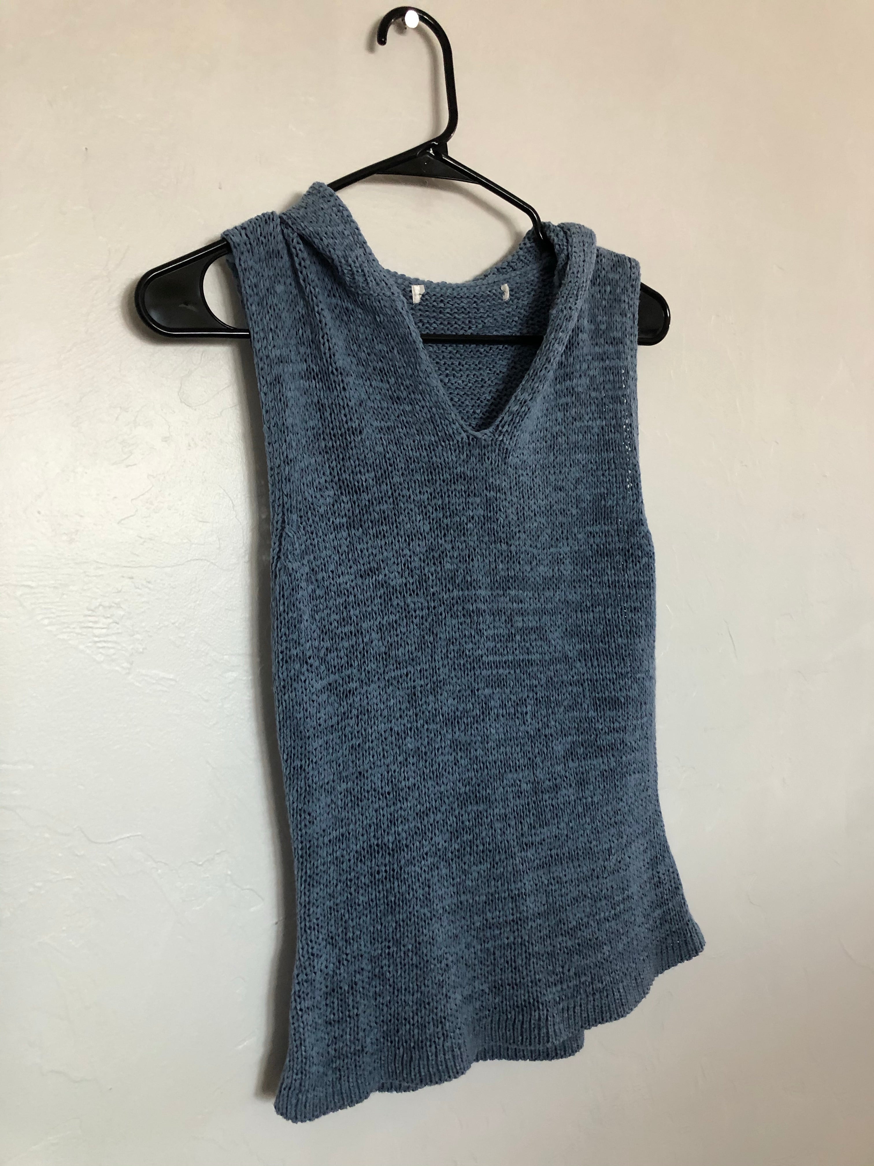 Muted blue with hoodie