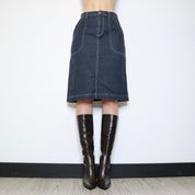 Denim Cargo Midi Skirt (Small) 