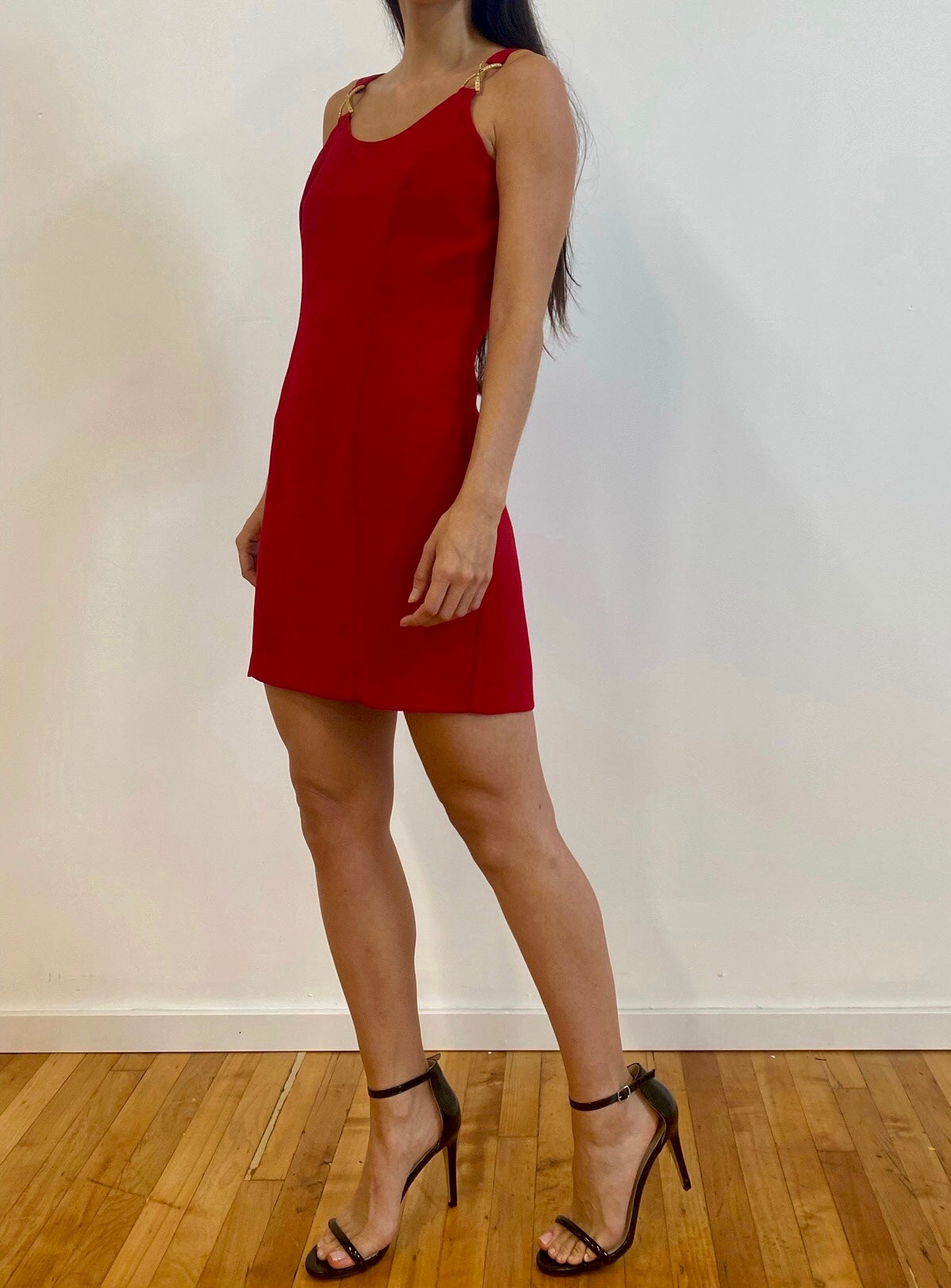 Red Rhinestone Buckle Dress