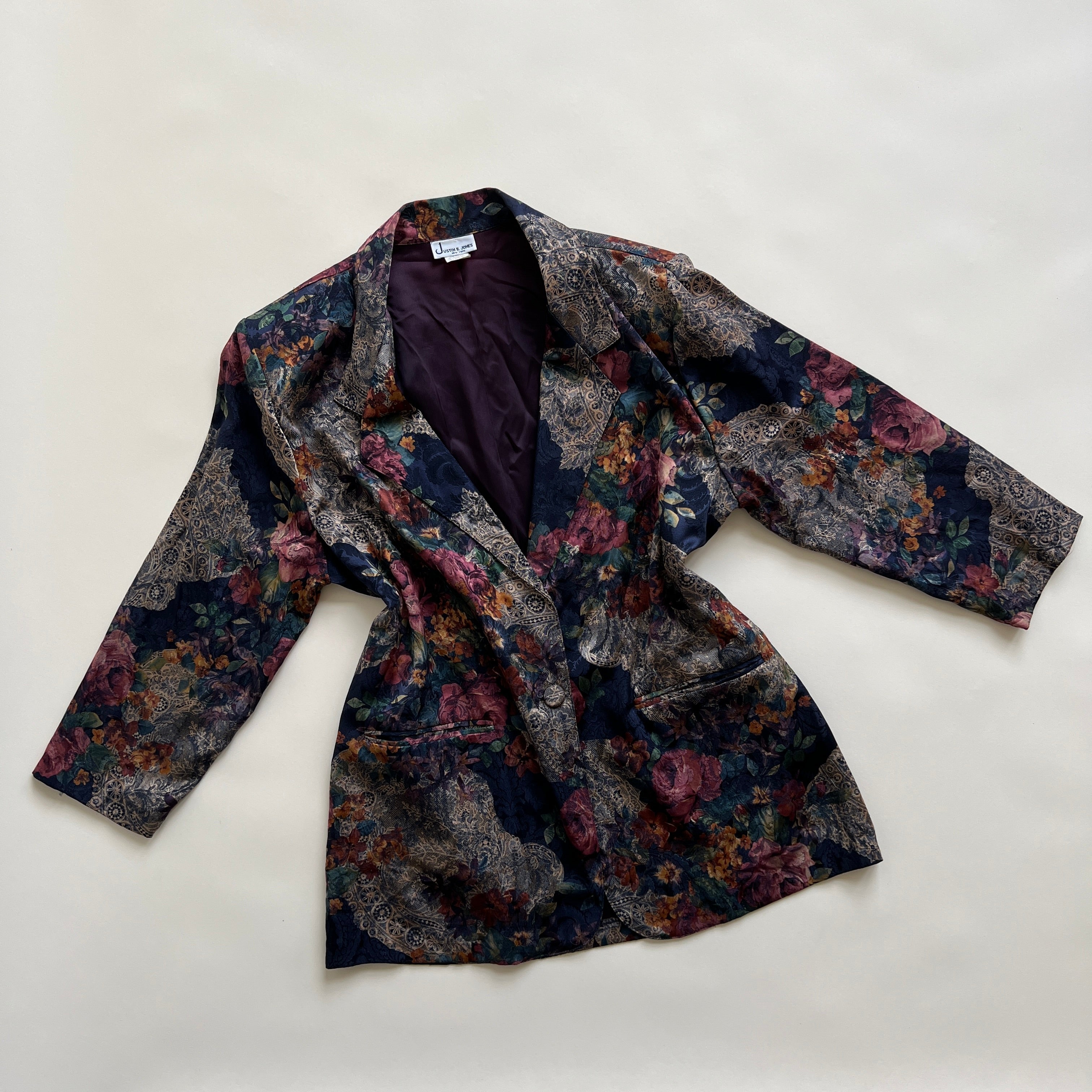 90s floral satin blazer