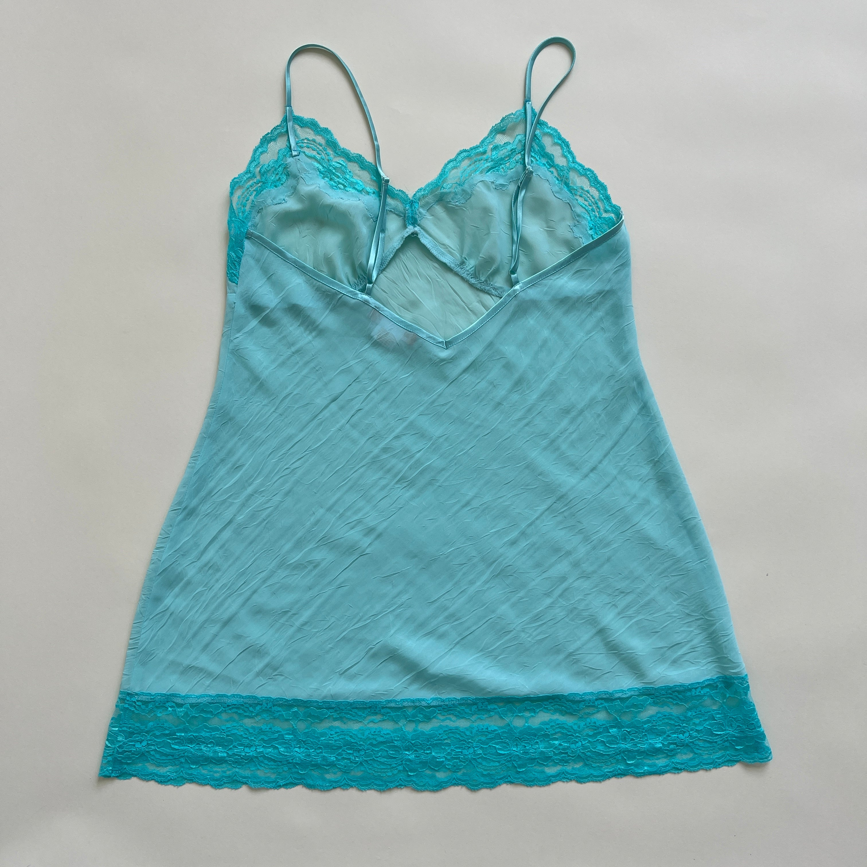 Cyan crepe sheer slip