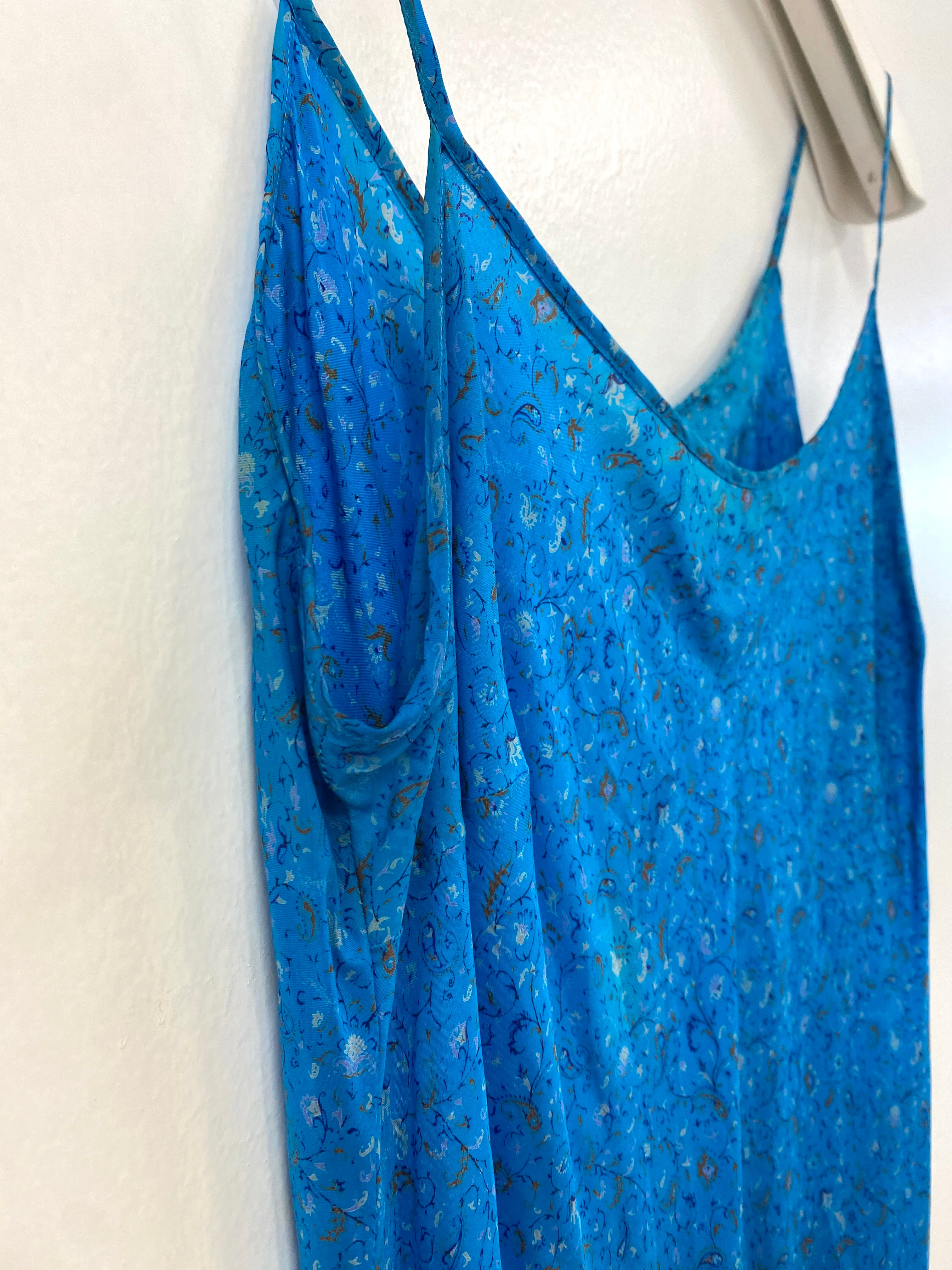 Paisley Teal Slip Dress