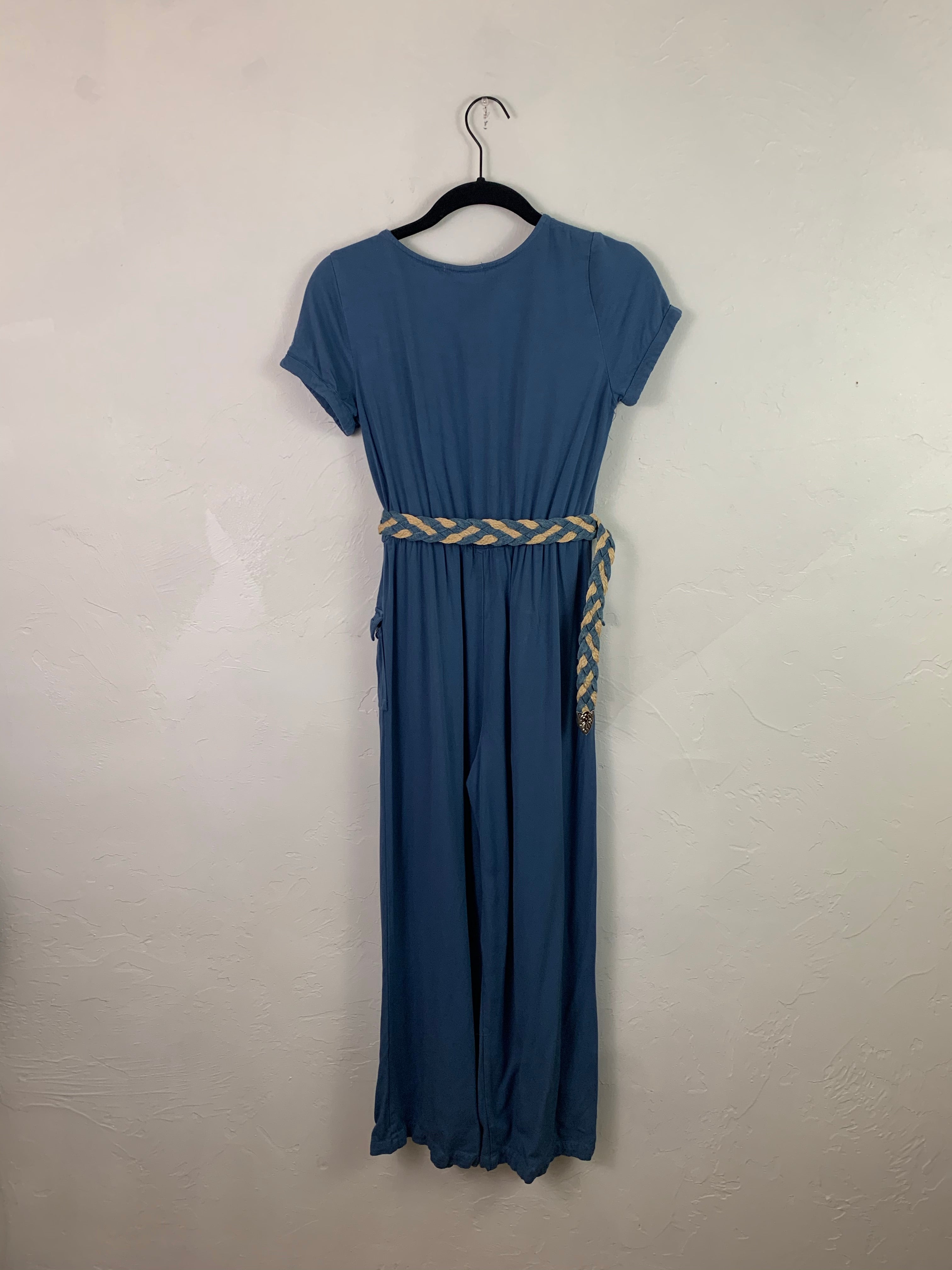 Denim belted jumper