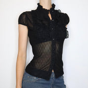 Black Mesh Blouse (S-M) 