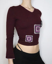 Maroon Bell Sleeve Top (Small) 