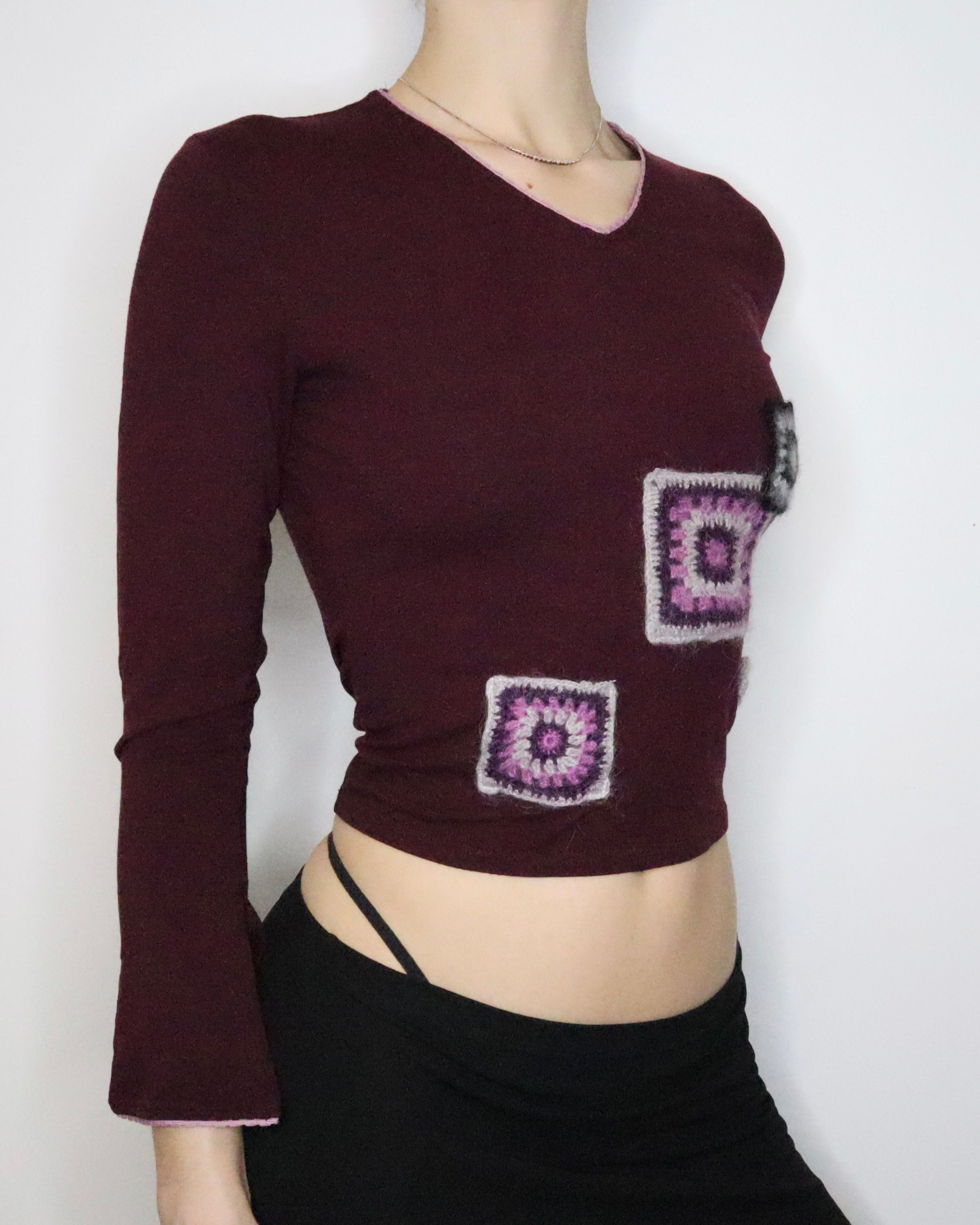 Maroon Bell Sleeve Top (Small) 