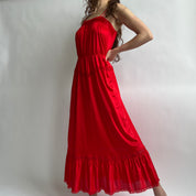 Vintage red satin maxi slip