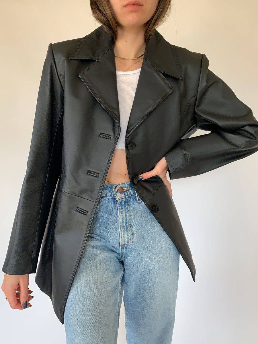 Vintage 1990s Leather Blazer
