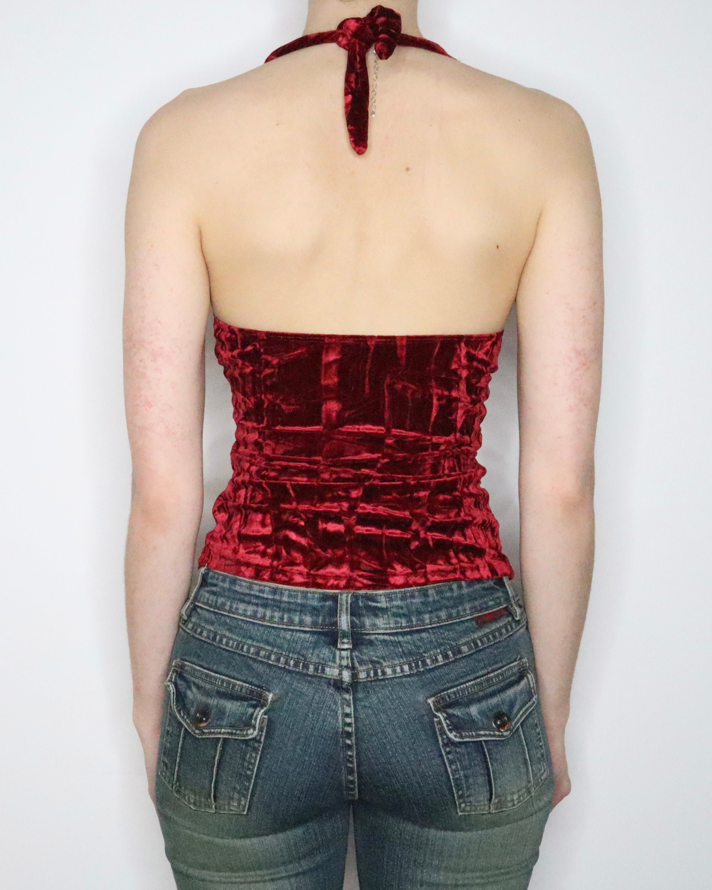 Ruby Velvet Halter Top (XS-S) 
