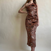  floral velvet one shoulder maxi dress