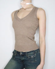 Tan Knit Tank Top (Small) 