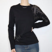 Black Long Sleeve Graphic Tee (Large)