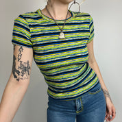 90s Striped Ribbed Baby Tee