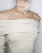 Pale Peach Silk Flower Choker 