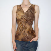 Brown Boho Babydoll Top (S-M) 