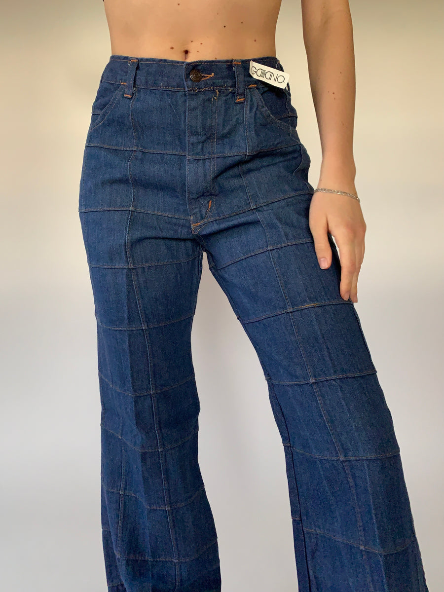Vintage 70’s Light Wash Patchwork Jeans - Large