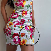 💐 floral satin bodycon dress