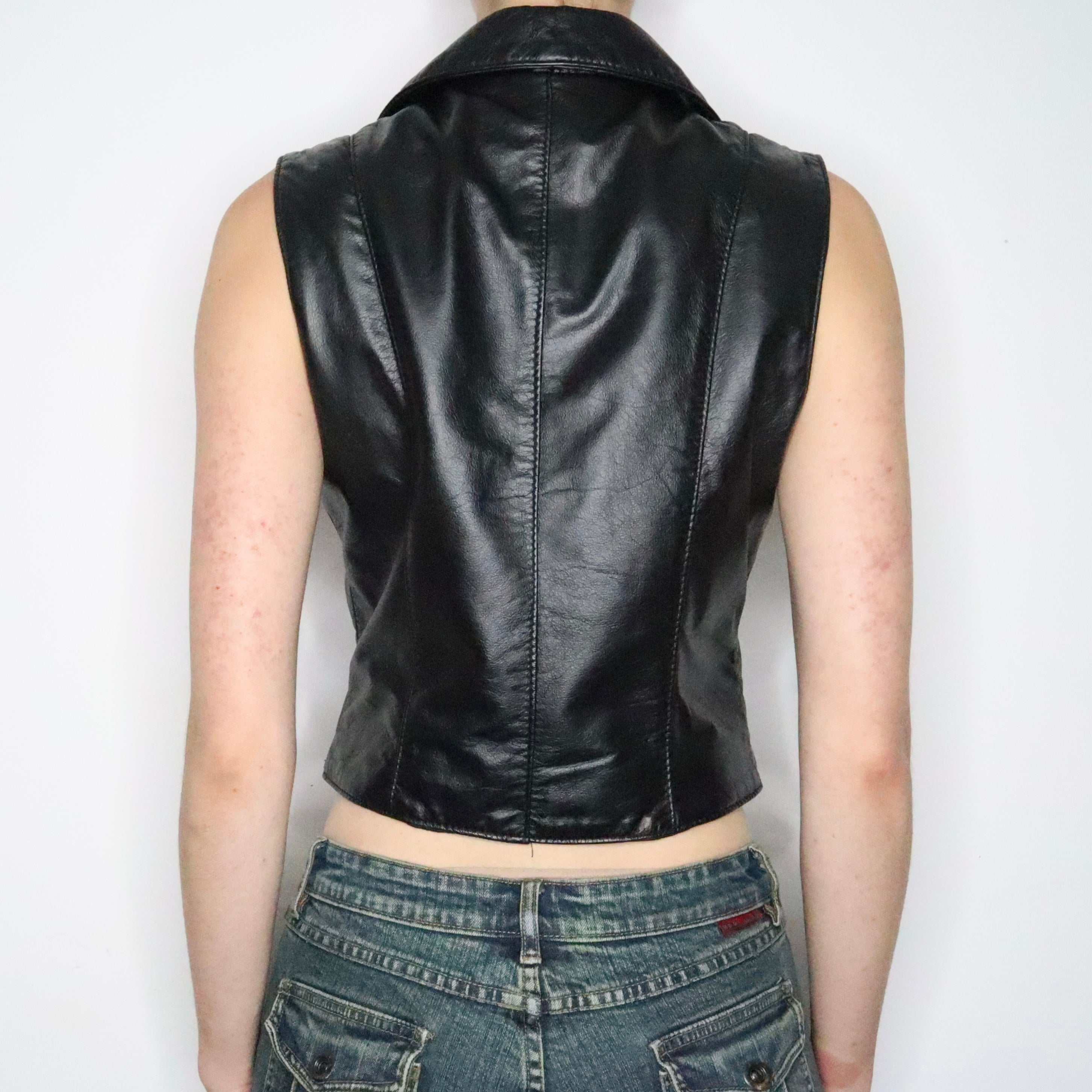 Black Leather Vest (Medium)