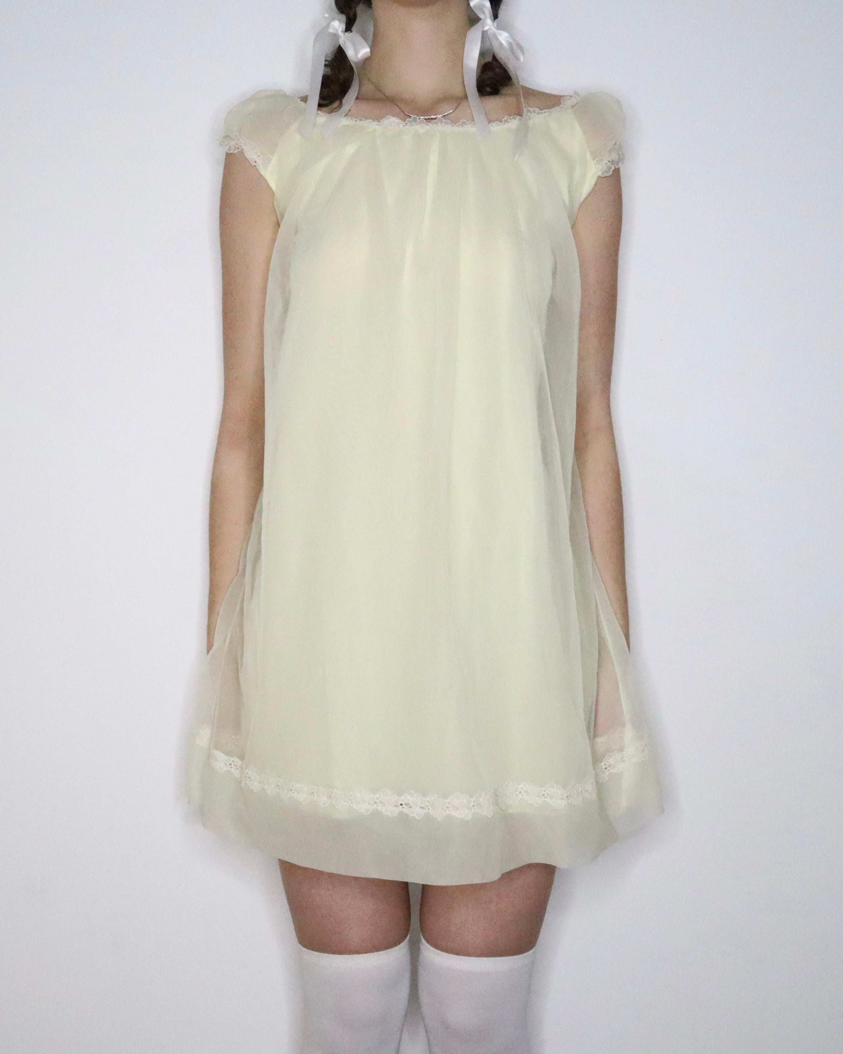 Pastel Yellow Babydoll Nightgown (Small) 