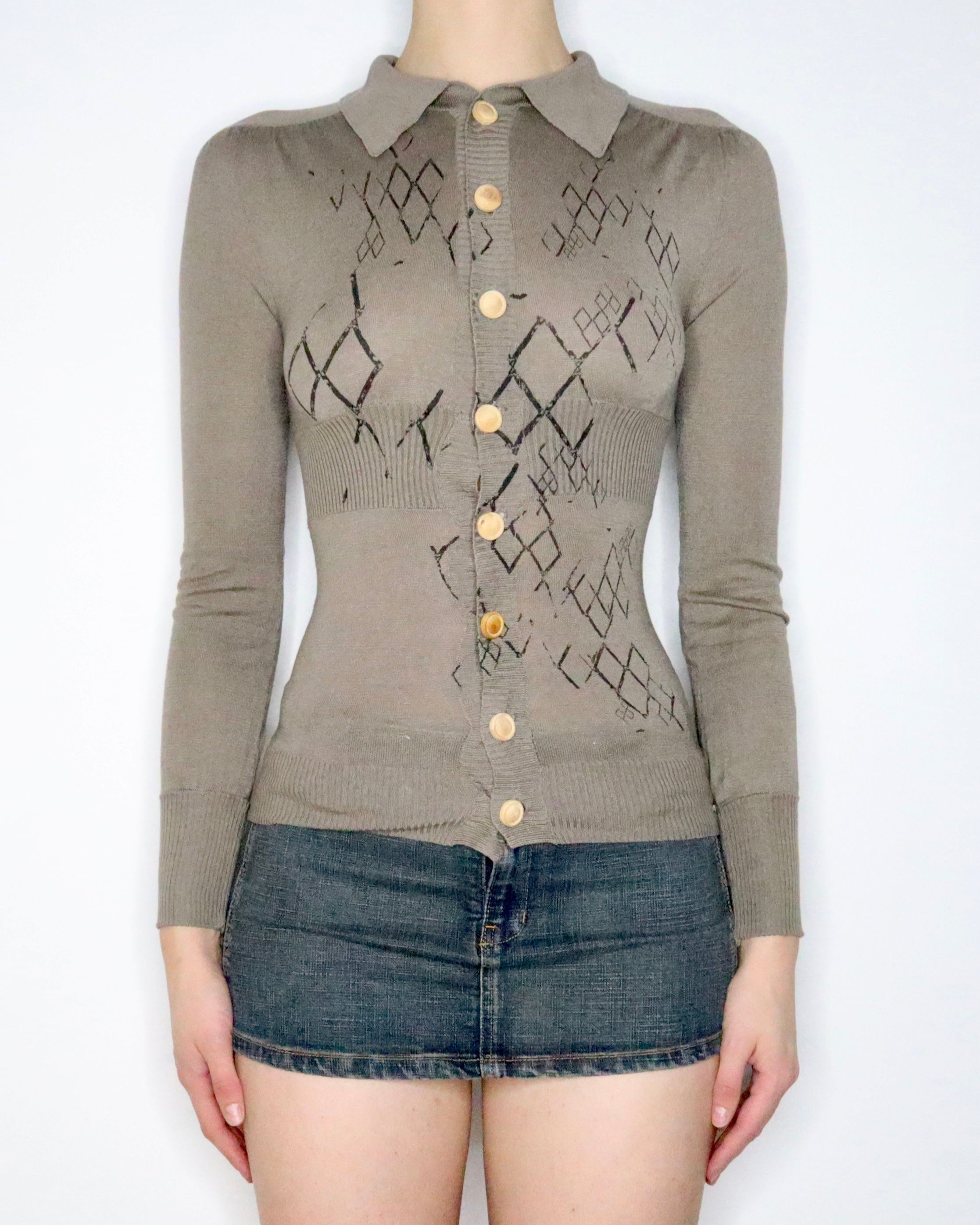 Diesel Taupe Silk Cardigan (XS) 