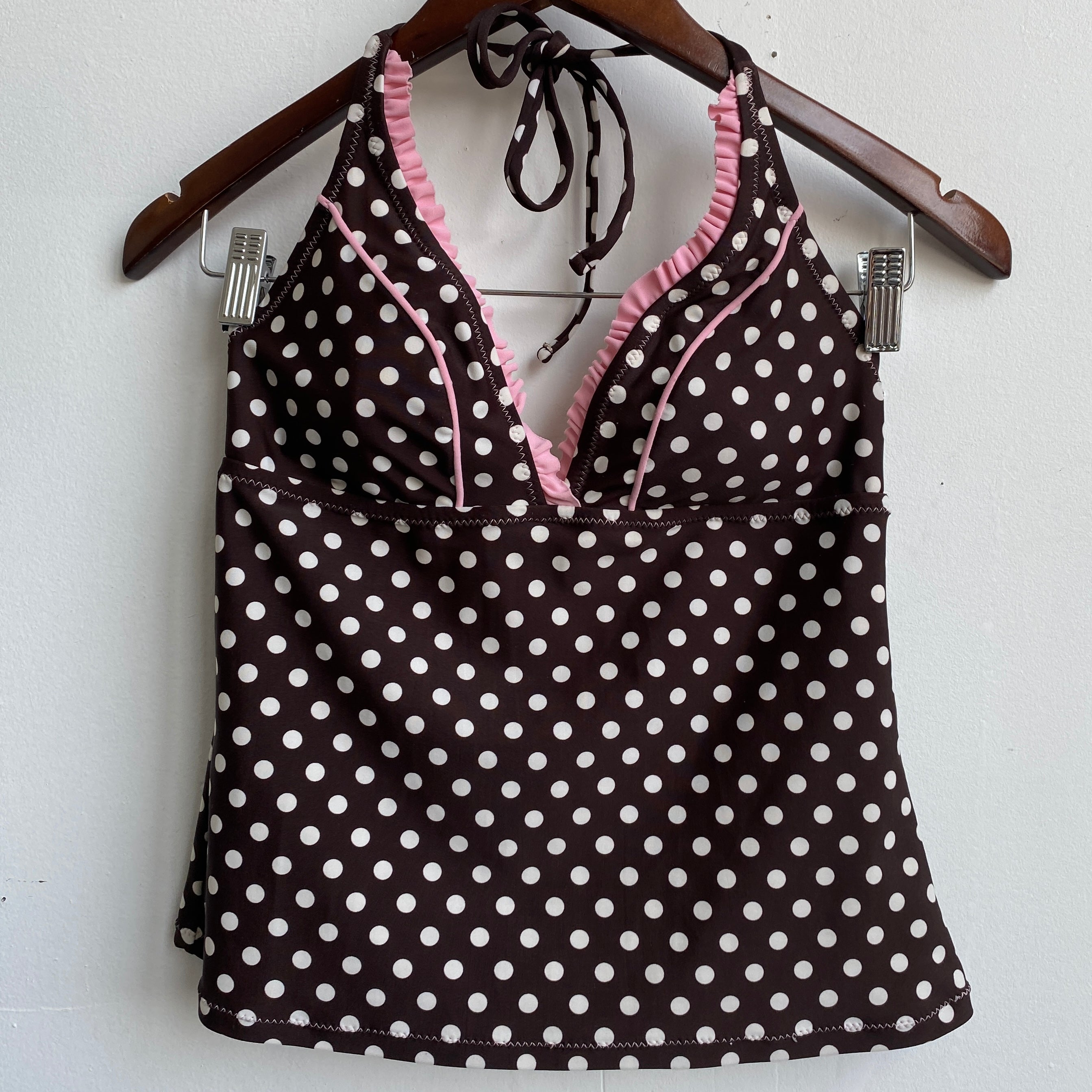 Polka dot halter swim top