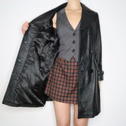 Black Leather Trench Coat (S-M)