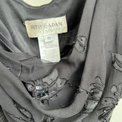 90s Black floral beaded maxi dress (L)