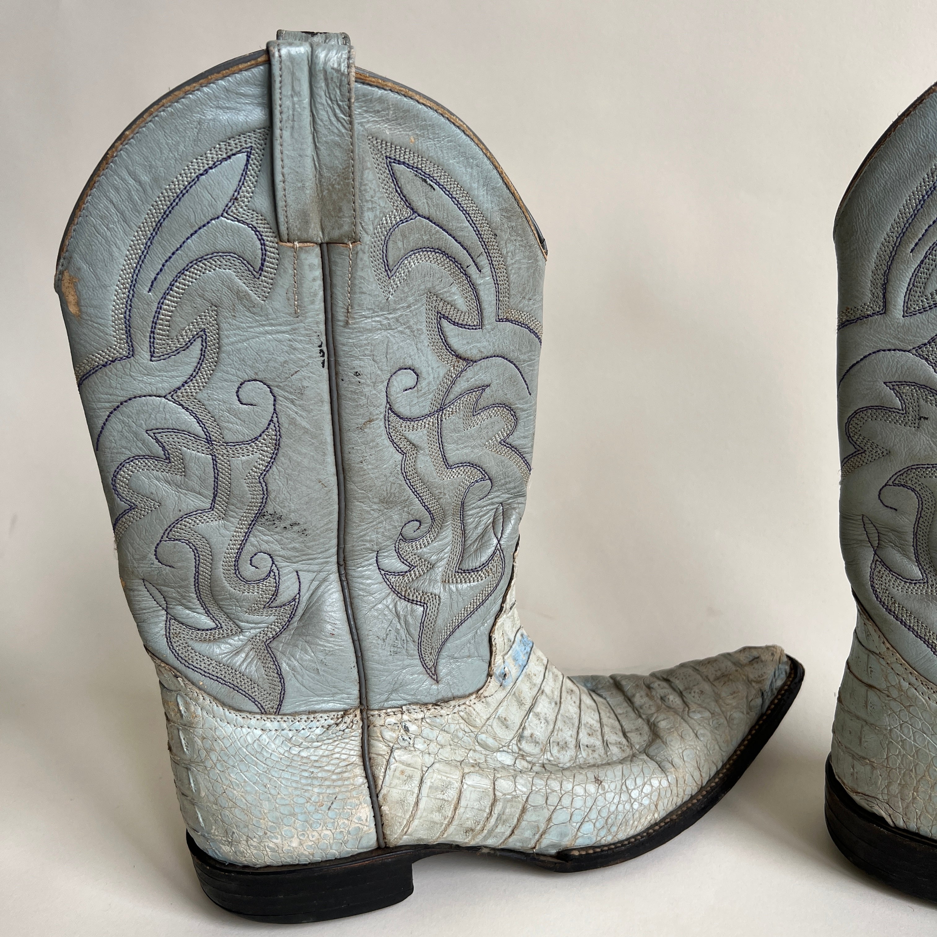 Baby blue snakeskin boots size 10