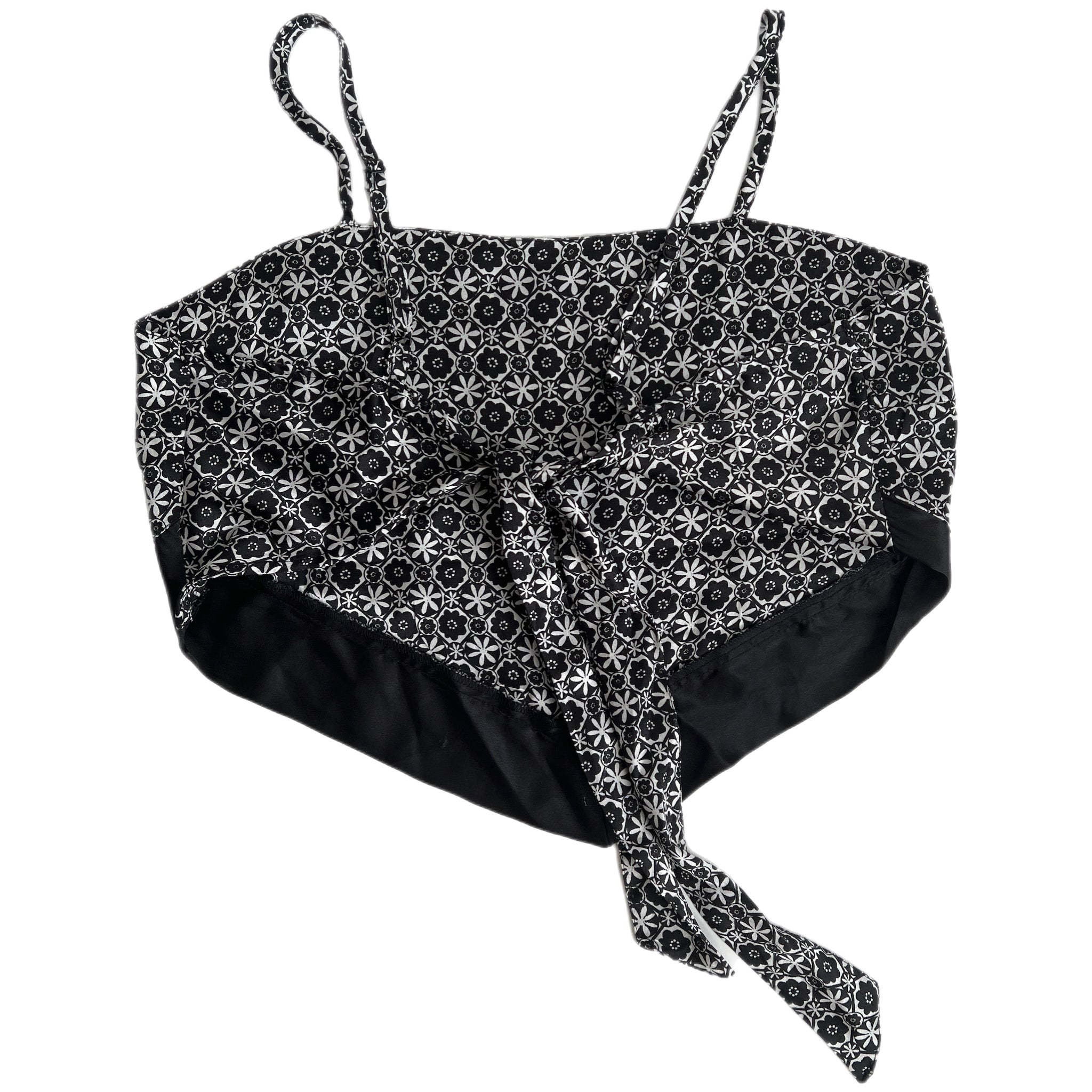 satin print bandana tie top