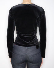 Black Velvet Lace Up Blouse (M-L) 