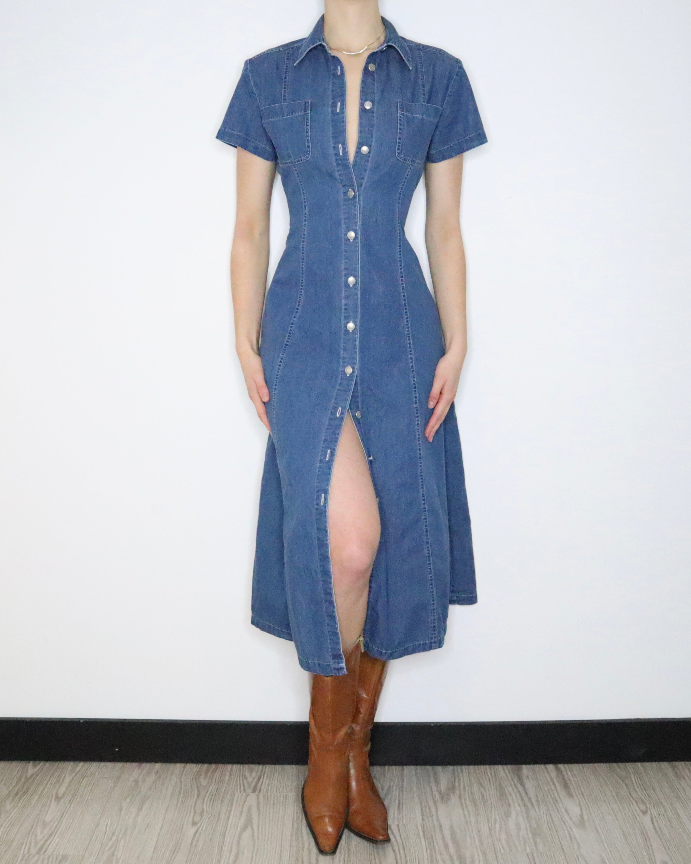 Laura Ashley Denim Maxi Dress (Medium)
