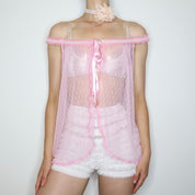 Pink Mesh Babydoll Top (Large) 