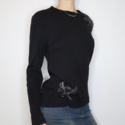 Black Long Sleeve Graphic Tee (Large)
