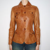 Brown Italian Leather Jacket (Small)